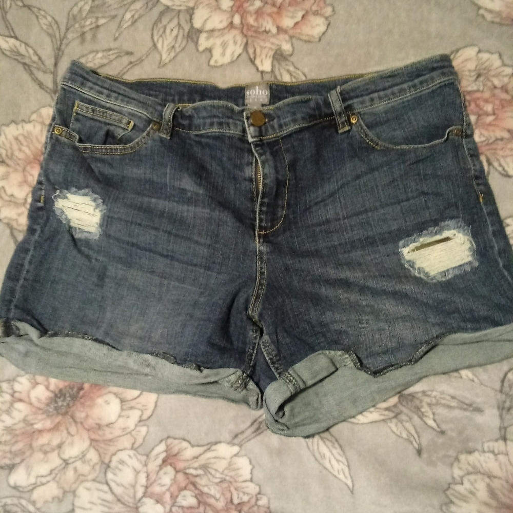 Dark blue Distressed Soho shorts
